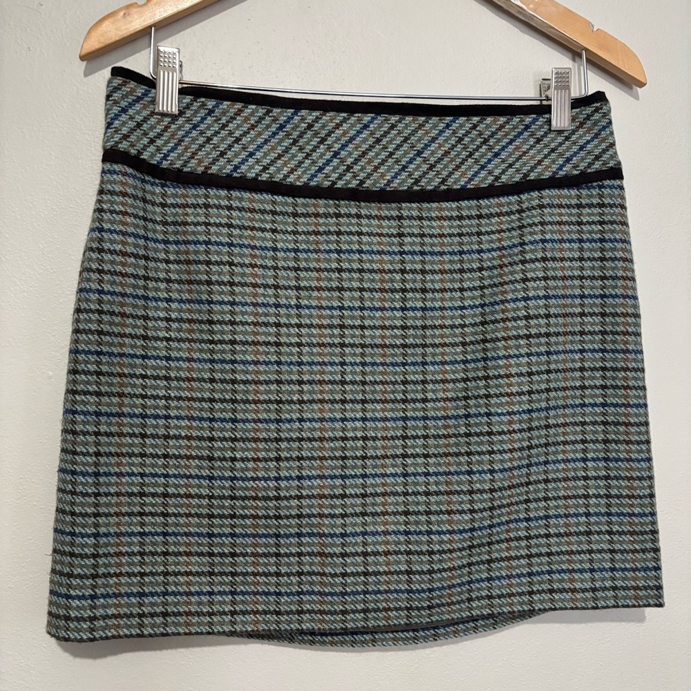 Outback Red Blue & Green Tweed Wool Blend Mini Skirt Size 8